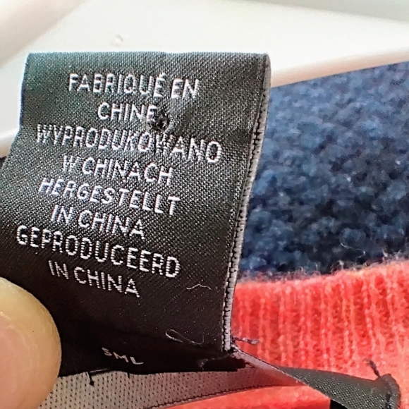 Tahari V-Neck Sweater - Warm Heather Orange Cashmere Sz L - Picture 5 of 6